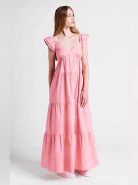 NWT ModCloth Notes Of Grace Pink Tiered Maxi Dress, size L